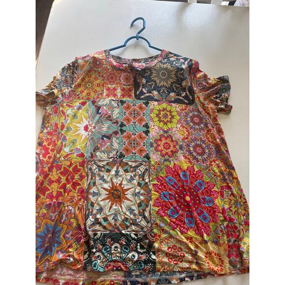 Johnny Was Los Angeles Boho Patchwork Floral Top Women’s XL Multicolor Tunic Tee - Picture 6 of 6
